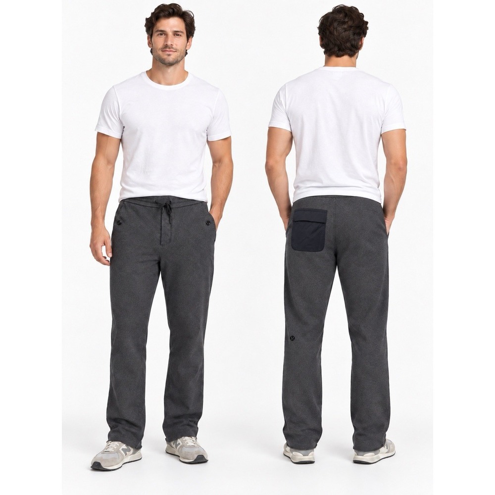 Lululemon Men's Gray Straight Leg Sweatpants Size S 30x32 Drawstring Flawed